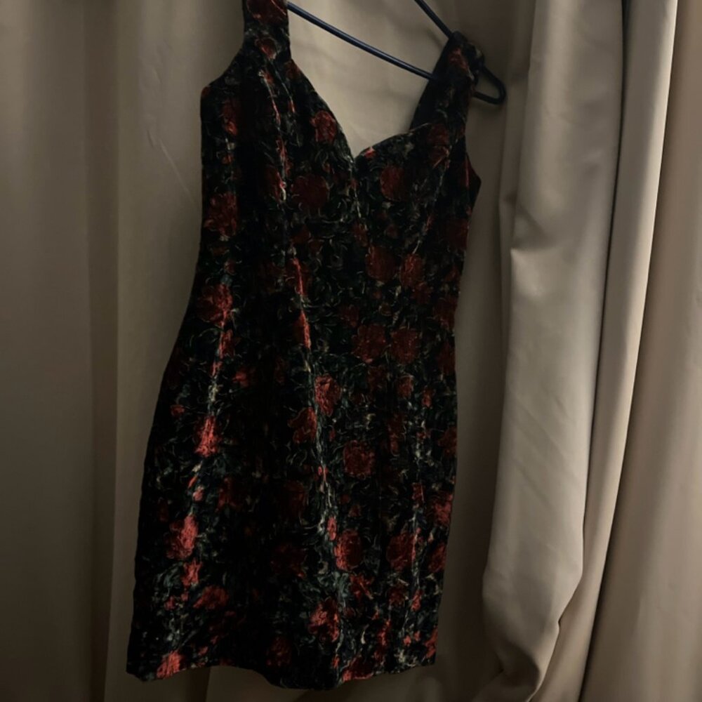 Size 9 dark velvet floral mini dress